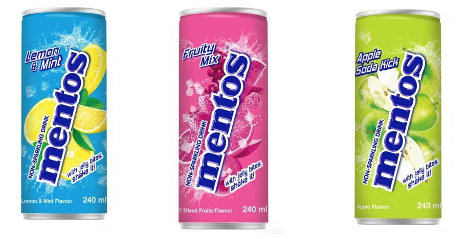 NEW -MENTOS SODA - 3x240ML CAN - JELLY BITES - NON-SPARKLING DRINK