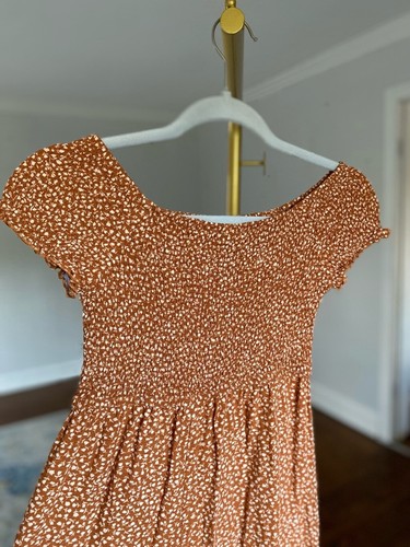 Art Class Ditsy Floral Romper Rust Smocked Wide-Leg Youth L Summer Spring Boho - Picture 3 of 8