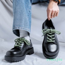 Men's Round Toe Lace Up Derby Leather Shoes Platform Dress Formal Office Banquet
