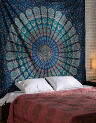 Indische Tapisserie Blume Wandbehang Mandala Dekor Hippie Tagesdecke Badetuch
