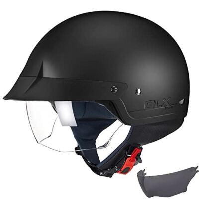 GLX Unisex-Adult Size M14 Cruiser Scooter Motorcycle Half Helmet with Free  Tinte