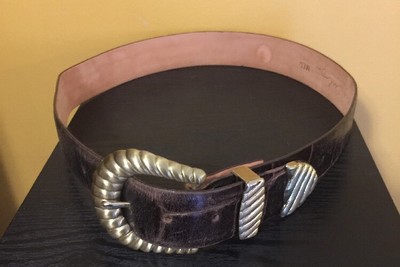 Catherine Dial Easley Embossed Leather Belt San Antonio Texas Size Small Catherine Dial Easley Vintage Leather Belt With Snakeskin  main image 4
