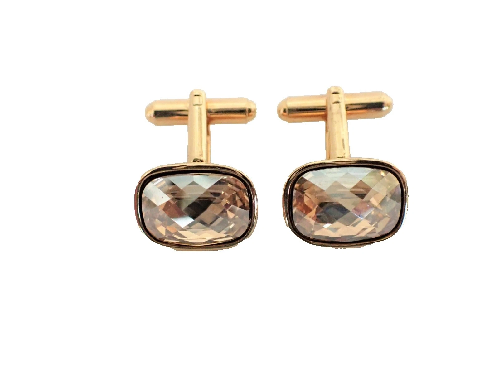 Gemelos de oro amarillo de cristal para hombres