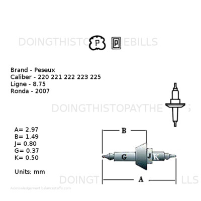 Peseux 220 221 222 223 225 - Balance Staff - Ronda 2007 - 8.75''' (BC432)