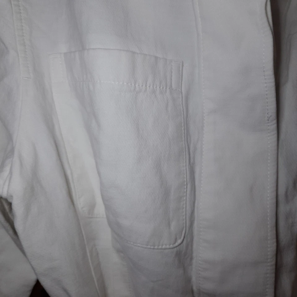 H And M Ladies Casual White Shacket Shirt Jacket Ladies Mid Length Button Down - Image 3 of 4