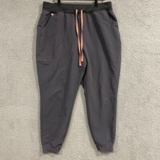 Figs Technical Collection Jogger Scrub Pants Women Elastic Waist Gray Sz XXL