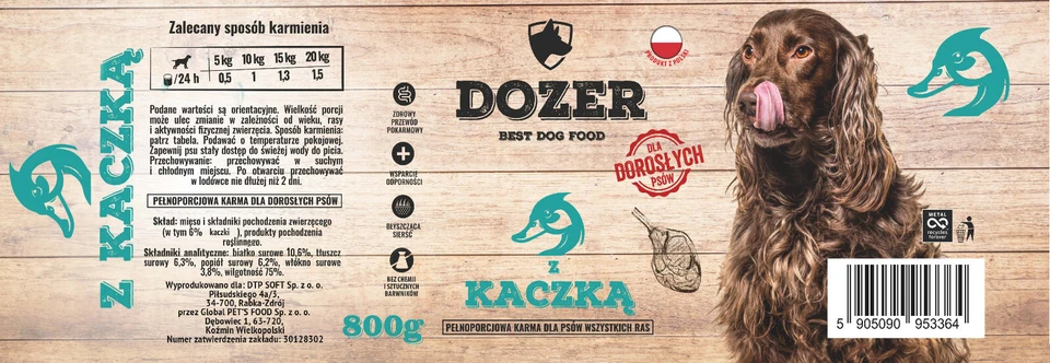 24 x 800g Hundefutter Dozer Ente Premium Nassfutter getreidefrei Dose - Bild 3 von 4