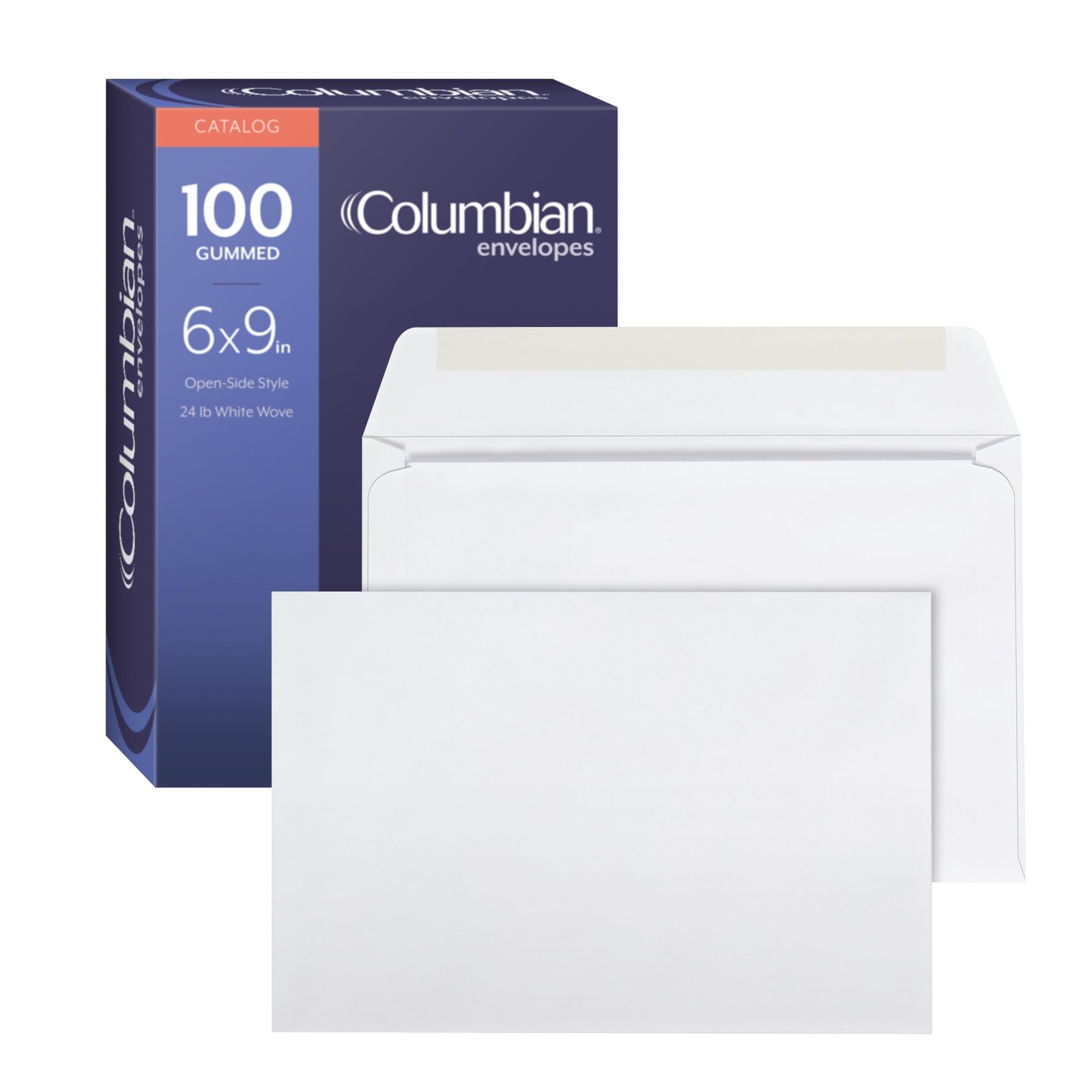 Columbian 6 x 9 Booklet Envelopes, Windowless, White, Gummed Closure, Mailing...