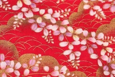 58"W x 72"L Unbranded Japanese Oriental Sakura Cherry Flowers Bronzing Fabric