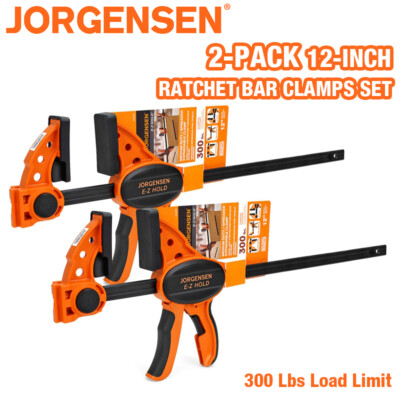 JORGENSEN 2-pack 12 in Ratchet Bar Clamp Set Medium Duty One Hand