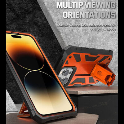 For iPhone 14 Pro Max Case Rugged Shockproof Protective Cover Metallic Orange