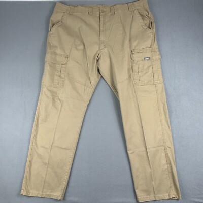 Wrangler Cargo Pants Mens 44x32 Tan Relaxed Fit Stretch Khaki Work Casual  NWT
