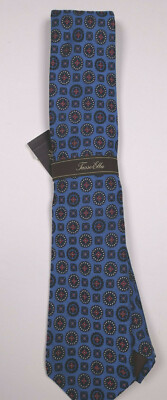 TASSO ELBA  Navy Blue Ryan Medallion Geometric Neck Tie NEW MSRP $59