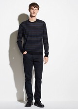 A045 NWT VINCE 100 WOOL CREWNECK STRIPE MEN SWEATER M, L 245