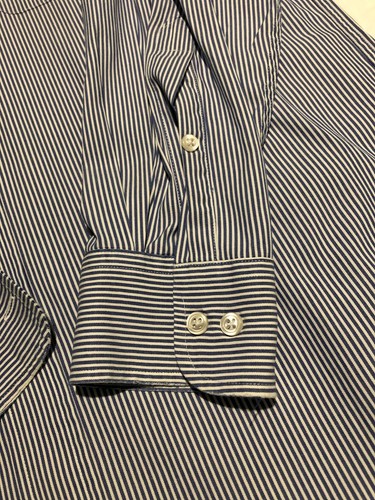 Mens Lord & Taylor Blue Pinstriped Long Sleeve Dress Shirt 15/32/33 Button Up - Picture 5 of 6