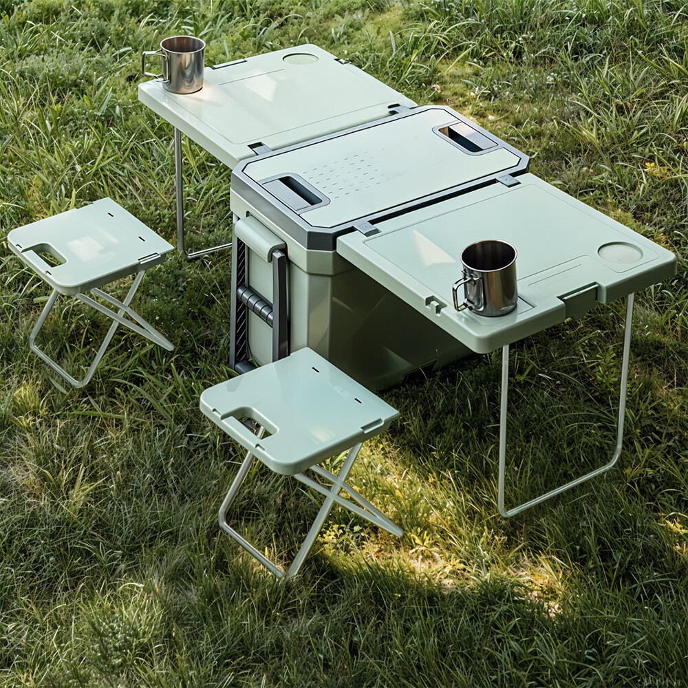 Rolling 32L Cooler Box Picnic Camping Table Insulated Cool Box