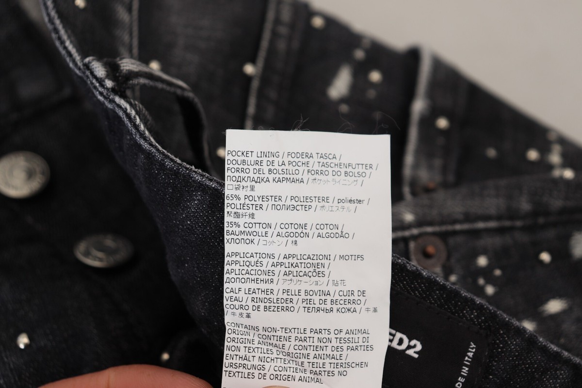 DSQUARED2 Jeans Black Washed White Color Splash Casual Denim DSQUARED2 Jeans Black Washed White Color Splash Casual Denim