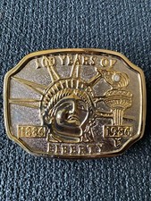 100 Years Of Liberty 1886-1986 Gold Silver Tone Belt Buckle Vintage New