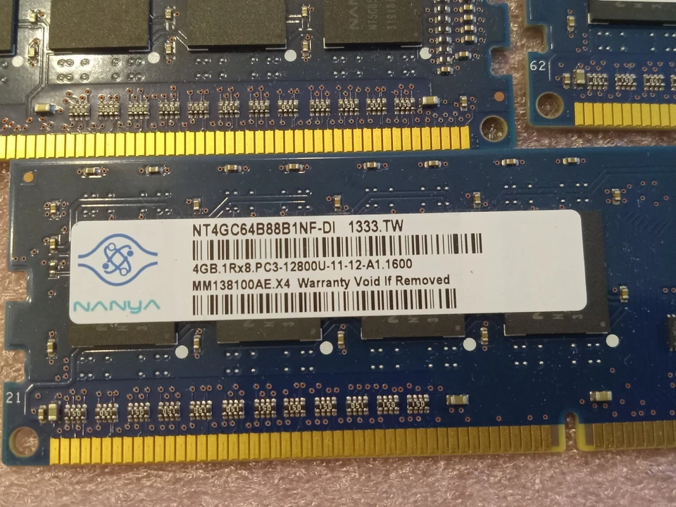 Nanya 36GB Kit (9x4GB) 1Rx8 PC3-12800U DDR3-1600 RAM (NT4GC64B88B1NF-DI) - Image 2 of 4