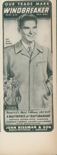 1944 Windbreaker Rissman Famous Jacket Buy War Bonds Vtg Print Ad L32 - 第 1/1 張圖片