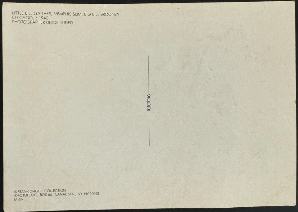 Vintage Blues Memphis Slim Big Bill Broonzy Little Bill Gaither postcard VG+ - Image 2 of 2