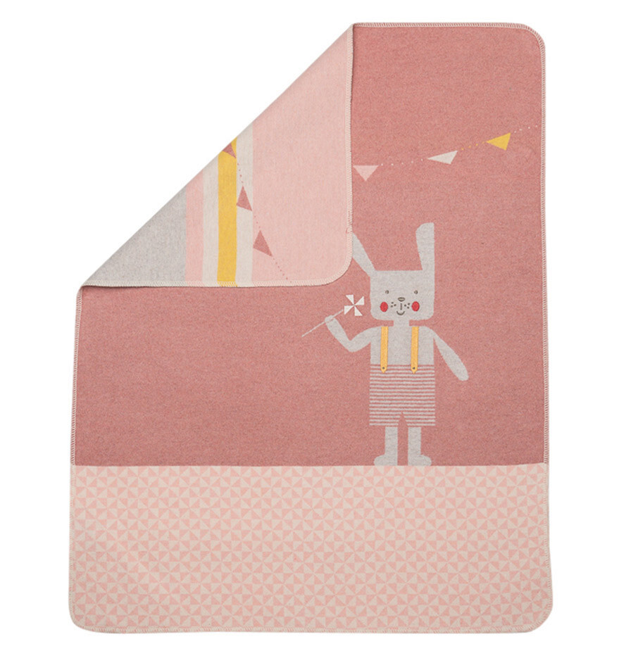 %% Babydecke von David Fussenegger, JUWEL "Hase" mit Stickdetail, 70x90 cm rosa