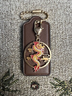 Genuine Coach 2.25” Brown Leather HangTag Lunar New Year Dragon