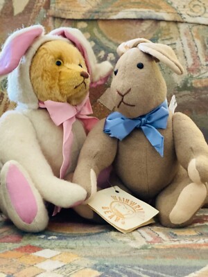 Lot of 2 RARE Vintage Wainwright Bear & Rabbit Special Edition By Sandra Jean