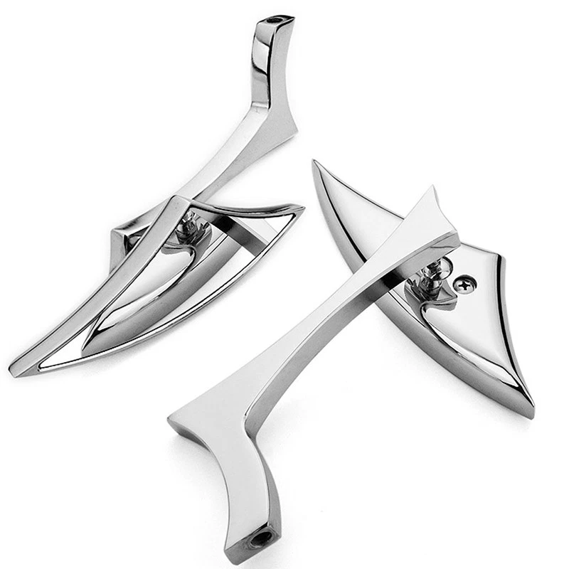 Chrome Motorcycle Blade Mirrors For Harley Street Glide Road Glide King Touring - Image 3 of 4