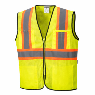 Portwest US381 Frisco Hi-Vis Contrast Reflective Safety Mesh Zipper Vest ANSI