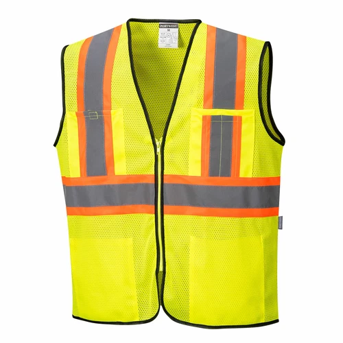 Portwest US381 Frisco Hi-Vis Contrast Reflective Safety Mesh Zipper Vest ANSI - product listing photo