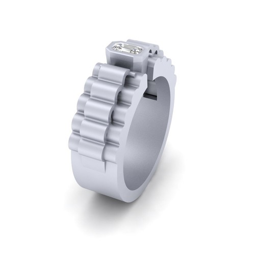Emerald Cut Simulated White Diamond Wedding Ring Band Anniversary Gift For Him - Picture 6 of 14
