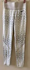 Nike Pro Women's Geometric Pattern Stretch Athletic Grey Yoga Pants Leggings XS