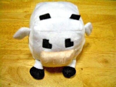 PIXEL NANCO WHITE COW w/BLACK EYES & FEET SOFT STUFFED PLUSH - 4 1/2'' - EUC 