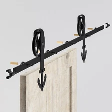 4~20FT Sliding Barn Door Hardware Track Kit for Single/Double Big Wheel Rustic