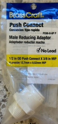BrassCraft Push Connect Male Reducing Adapter 1/2'' OD x 3/8'' MIP - PC68-8-6P P