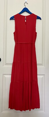 Banana Republic Sleeveless Tiered Maxi Red Dress Petite Medium | eBay