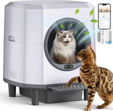 Automatic Self-Cleaning Litter Box with App Control for Multiple Cats - White