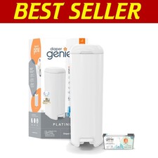 Platinum Stainless Steel Diaper Pail in Lilly White - Easy Roll Refill Included