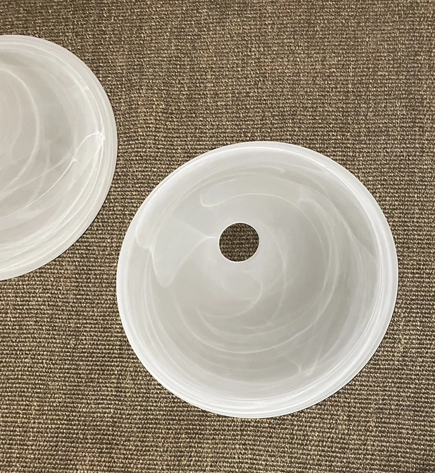 Pair of Vintage Frosted Swirl Glass Light Shades 35 cm Art Deco Ceiling Domes - Image 2 of 4