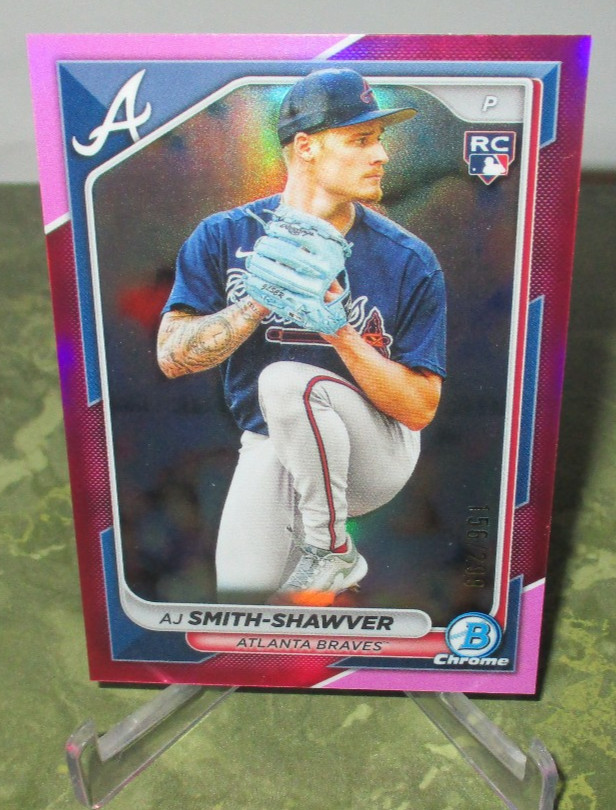 2024 Bowman Chrome AJ Smith-Shawver Rookie RC /299 Fuchsia Refractor Pink Topps