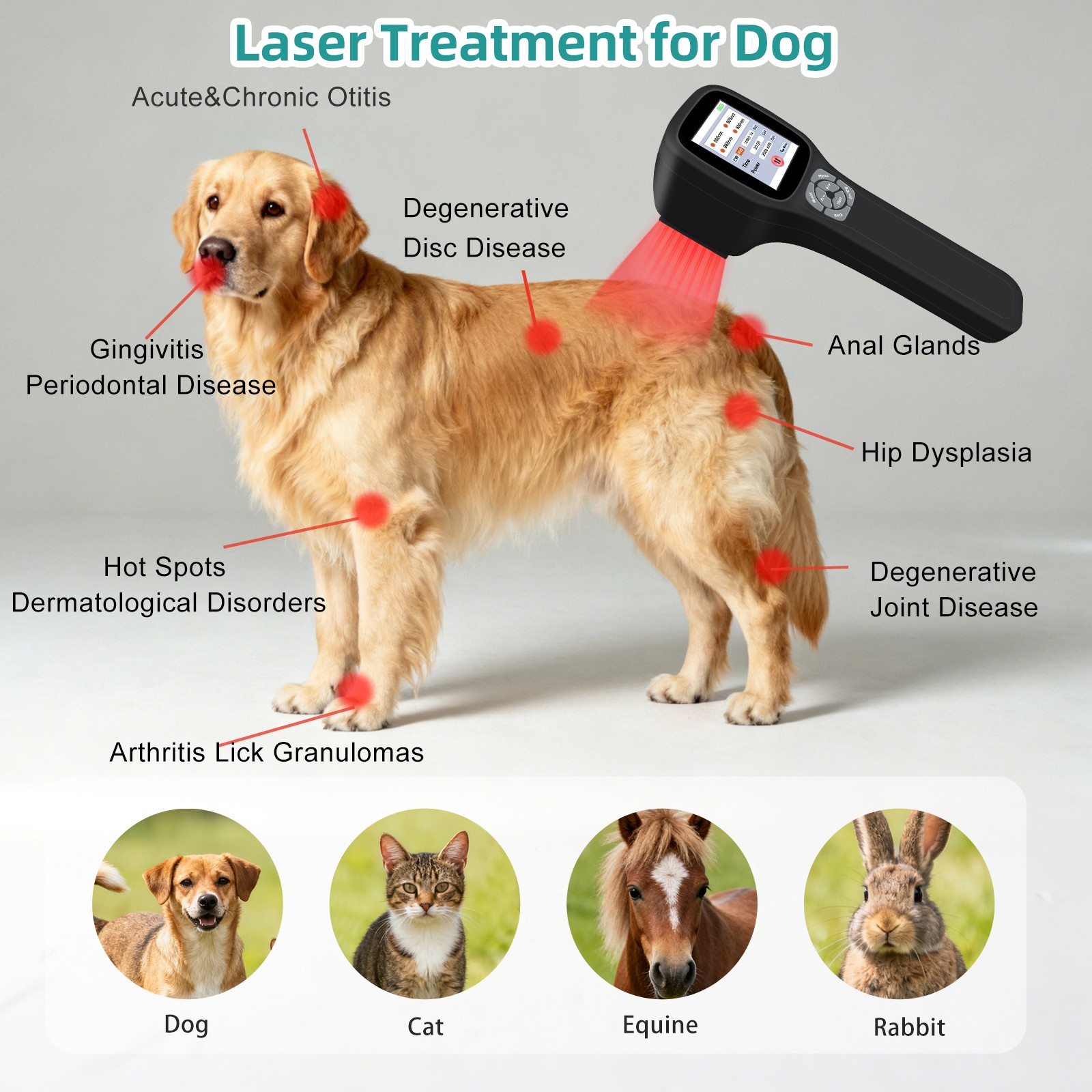 2500mW Fourwave Cold Laser Therapy Red Light Device for Pain Relief 25 Diodes