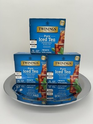 Twinings Lemon Black Iced Tea, Three (3) 72 Deliciously Unsweetened Tea Bags