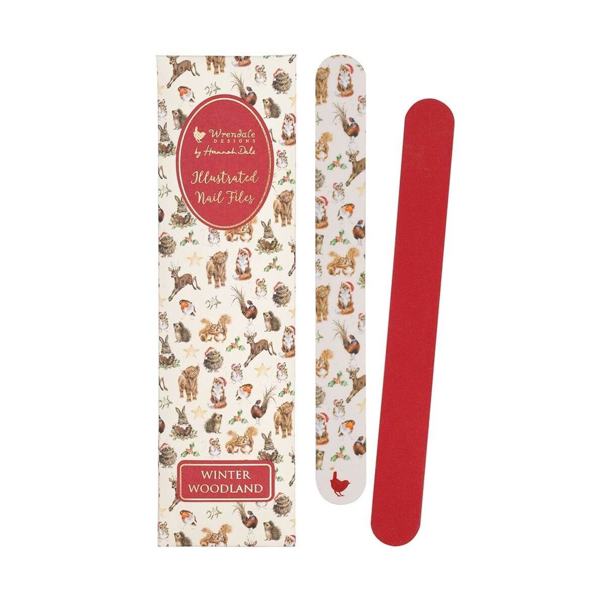Wrendale Christmas Nail File Set -  2 Illustrated Winter Woodland Xmas Gift