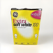 4pk Vintage Collectible Old Style GE Extra Soft White 100 Watt Light Bulbs A19