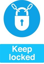 Blue Mandatory LOCK Signage Acrylic Or Vinyl Sign Sticker Notice Decal Safety