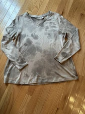 Logo Lori Goldstein Taupe Tie Dye Top New M