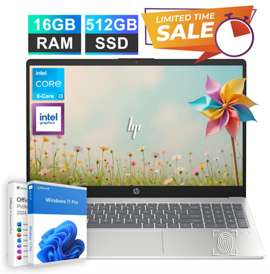 2026 HP Laptop Notebook 15.6'' FHD 8-Core Intel i3 16GB RAM 512GB SSD Office 2024
