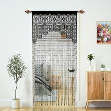 2 Pcs Macrame Lace Door String Curtain for Doorways,Room Divider Doorway Hipp...