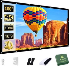 AAJK Projector Screen 100" diagonal Projector Screen 16:9 Foldable 19.99 B A4
